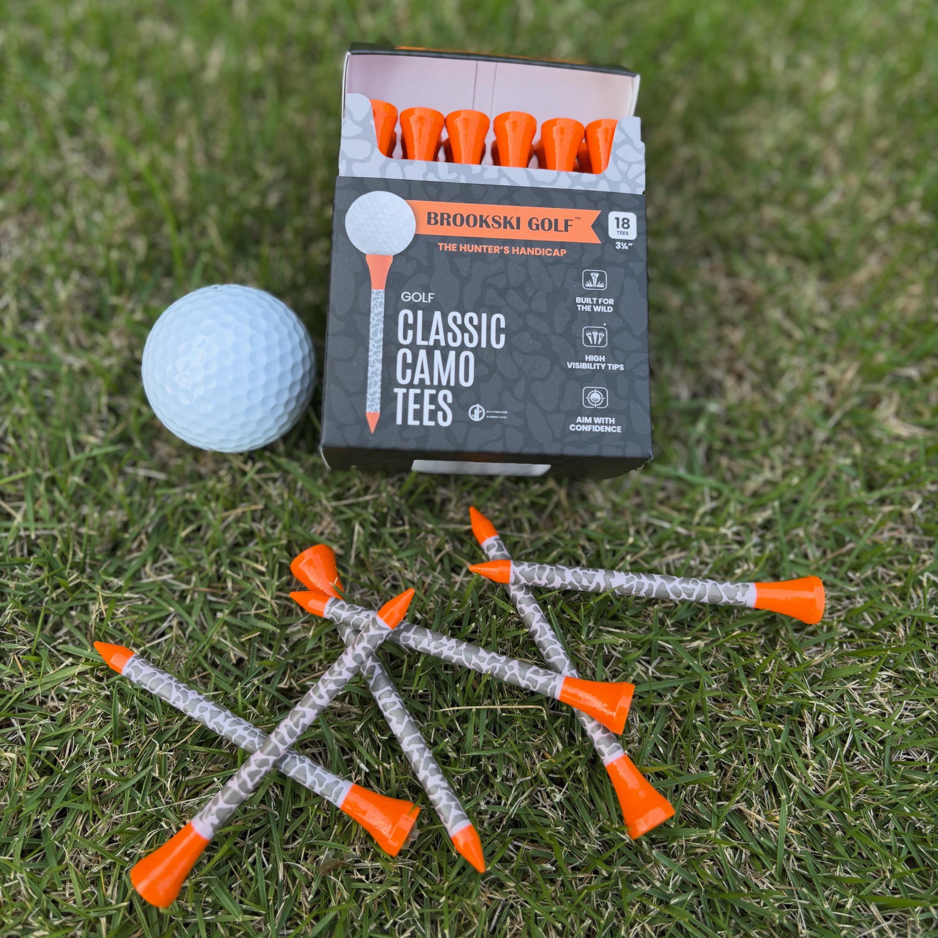 Brookski Golf 18 pack Deer Camo Golf Tees 3 ¼"