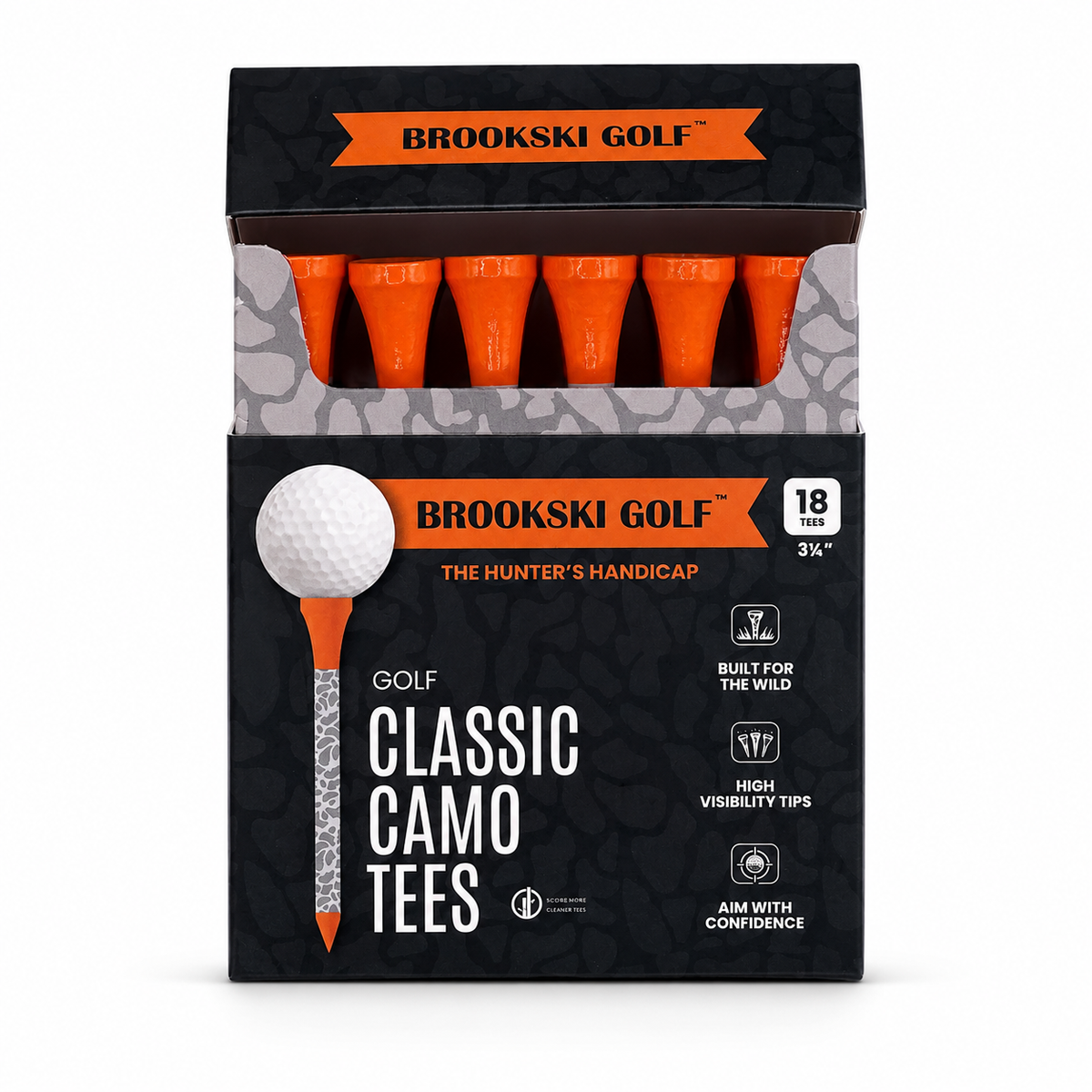 名古屋限定 GOOLD GOLF ROCKERS TEE XLノベルティ付き Brookski Golf 18 pack Deer Camo Golf Tees 3 ¼
