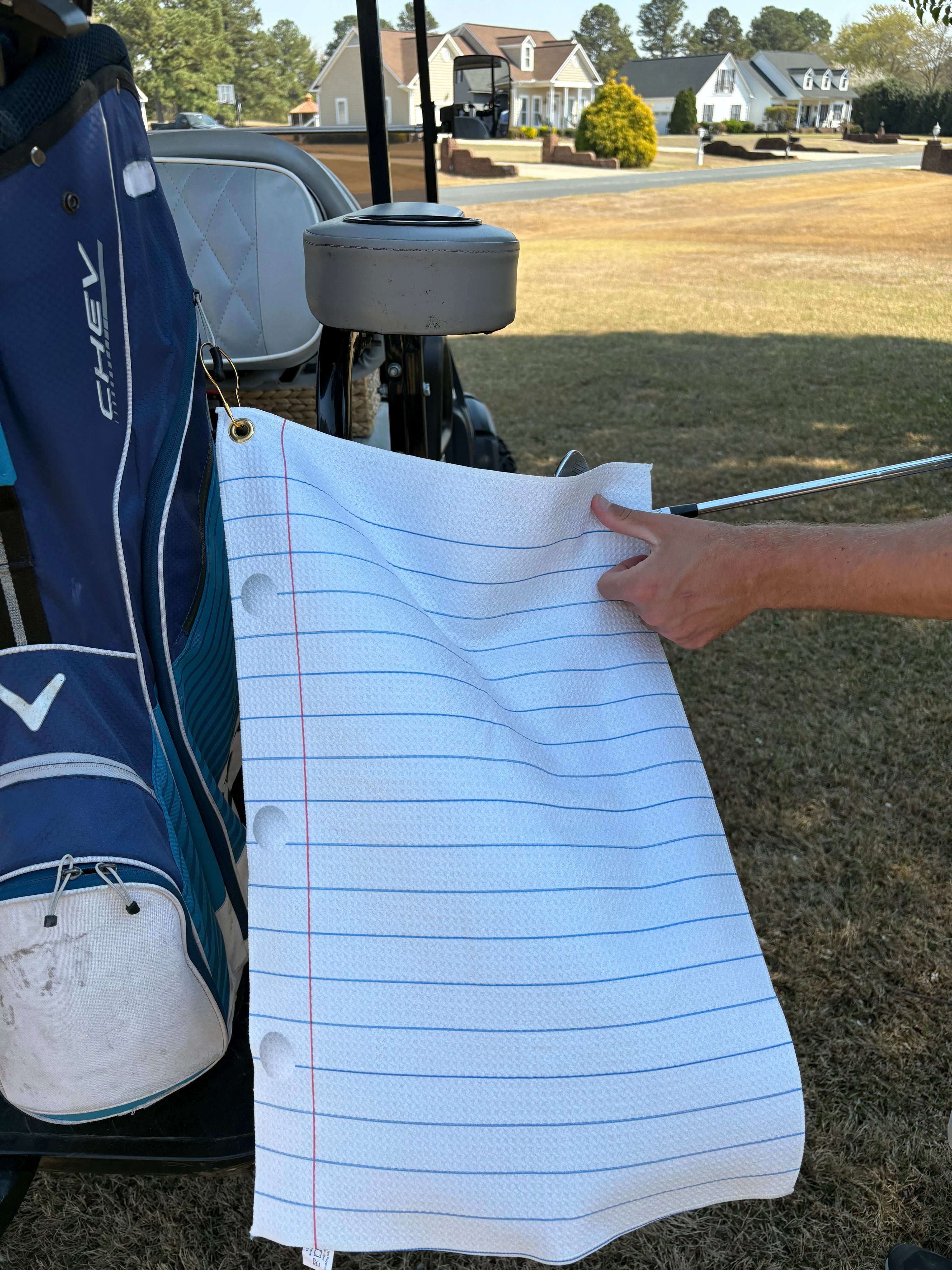 Loose Leaf Paper Golf Towel with Grommet Hook